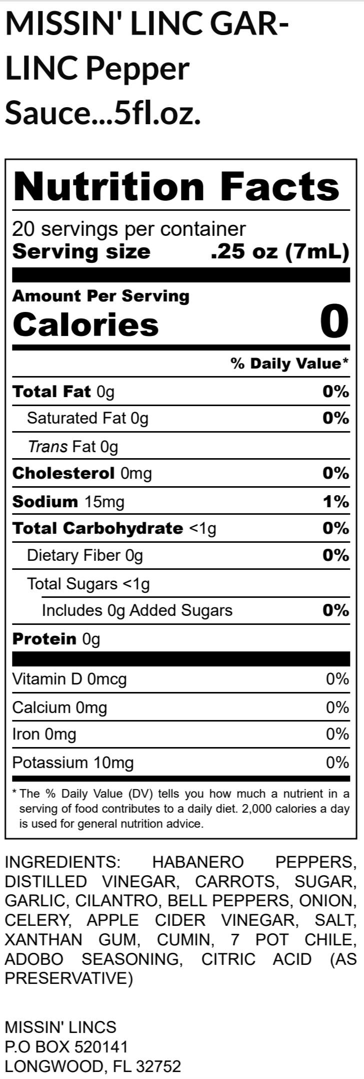 Missin' Linc Variety Pack Pepper Sauce.